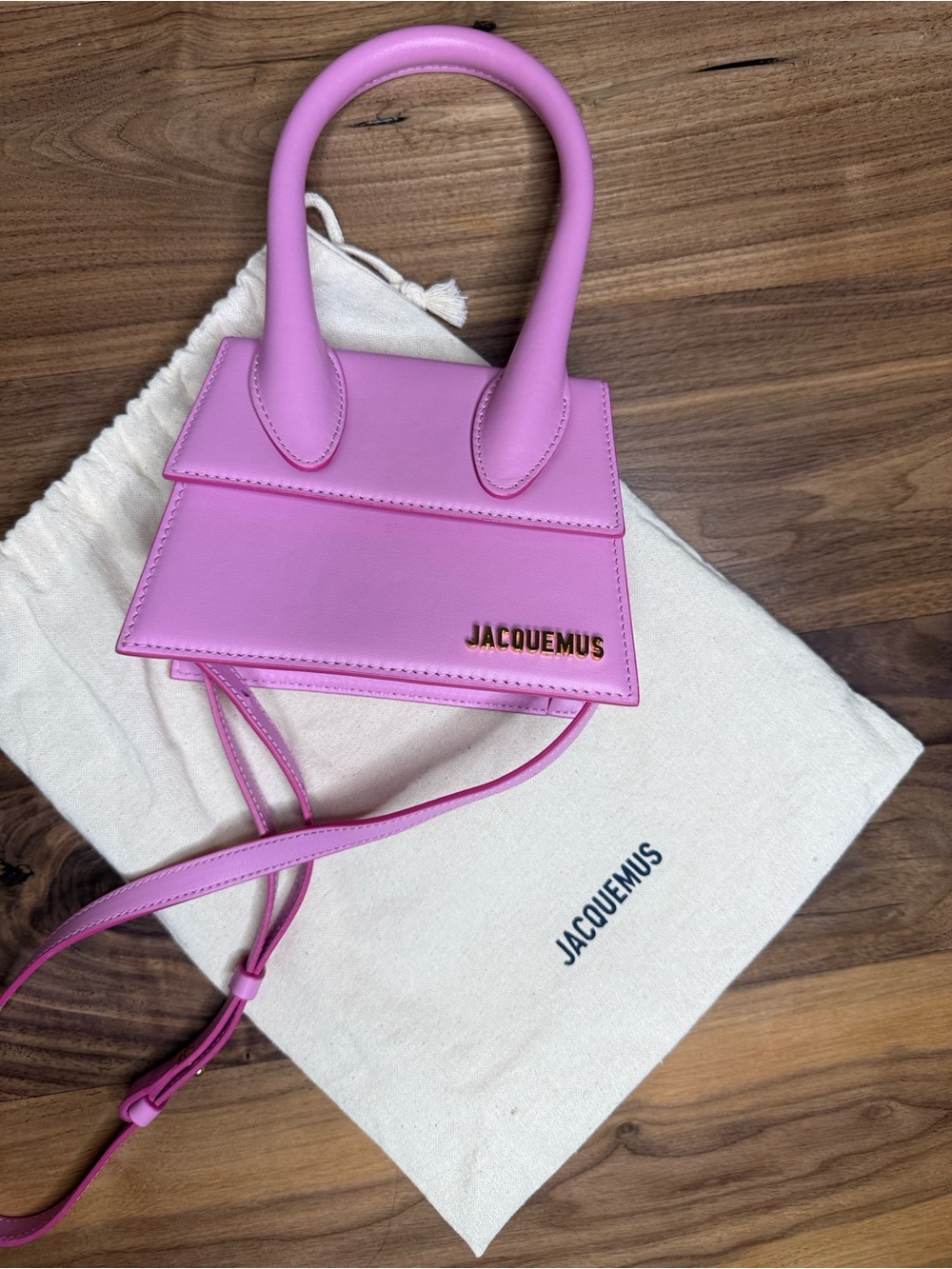 Jacquemus Mini Bag in Pink with Gold Logo